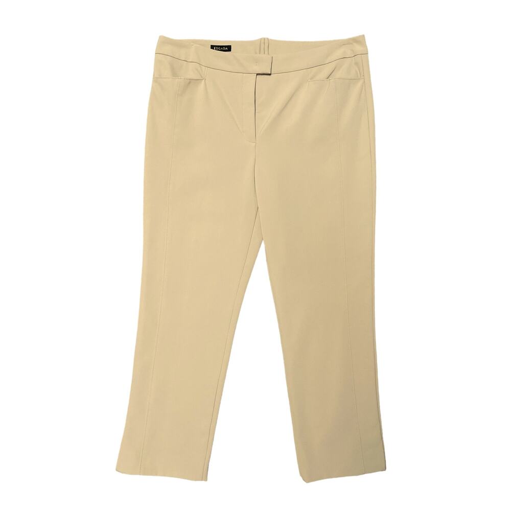Escada Trousers Ankle Length Mid Rise Straight Leg Womenโs Size 14/16โ Beige